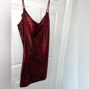 Ambrielle Red and Black Leopard Print Slip